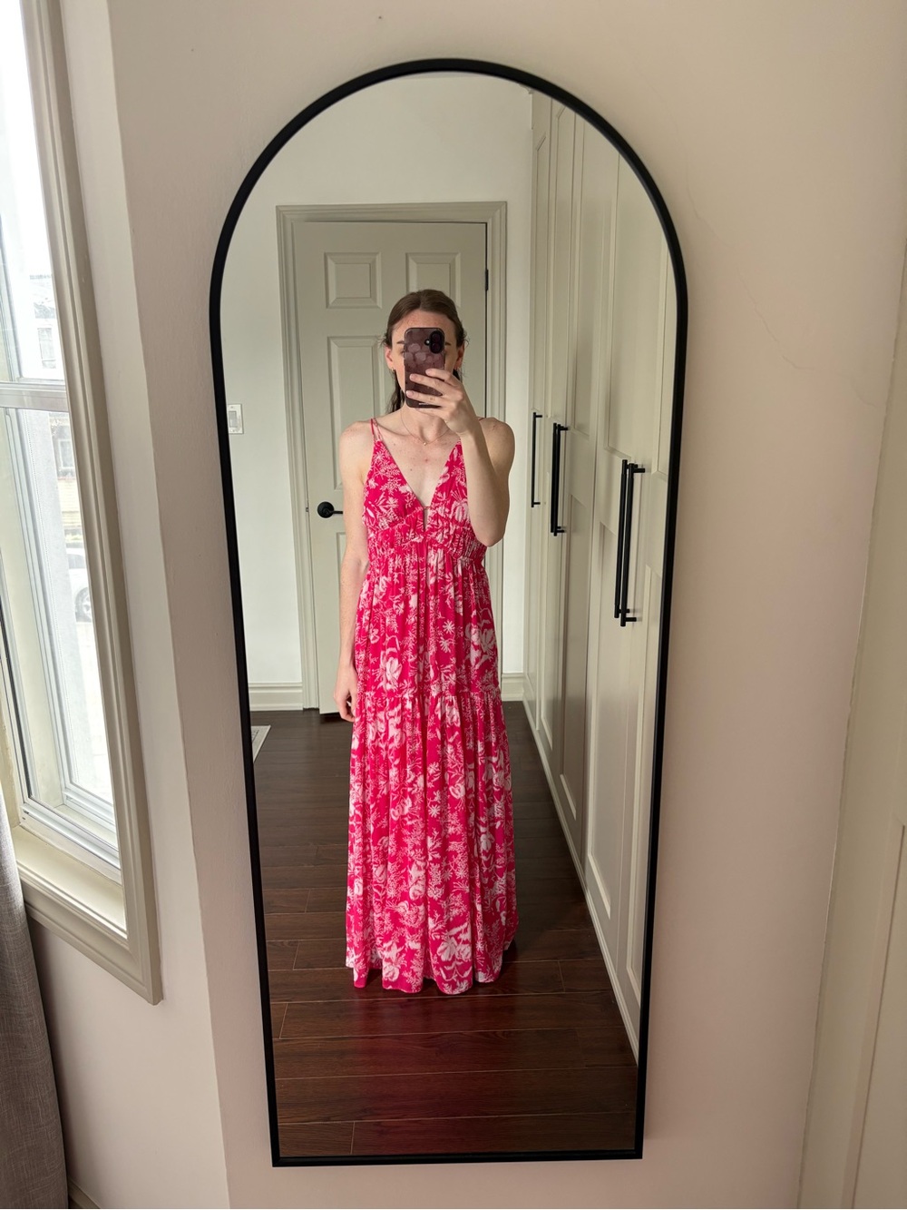 ba&sh Pink Floral Tiered Maxi Dress
